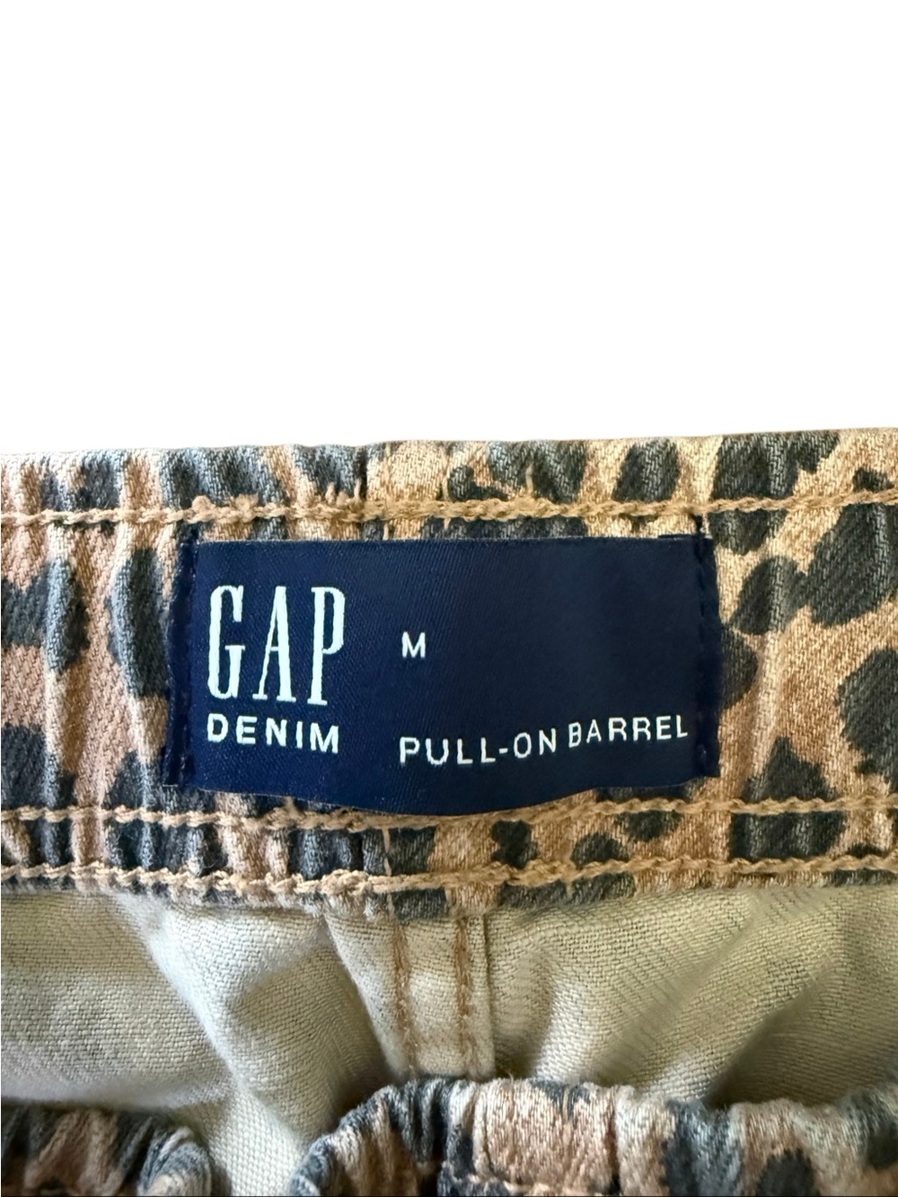 Gap Pull-On Barrel Jeans Pants Leopard Animal Drawstring Medium - Picture 6 of 7